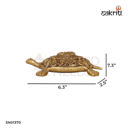Brass Ganesha on Tortoise Base – 7.3 Inch Vastu Idol