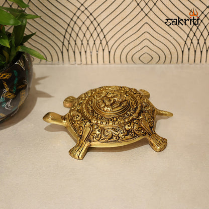Brass Ganesha on Tortoise Base – 7.3 Inch Vastu Idol