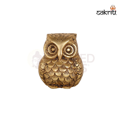 Brass Owl Figurine – 3.9 Inch Vastu Feng Shui Decor
