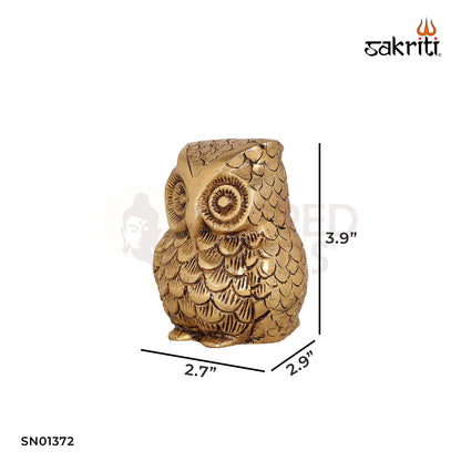 Brass Owl Figurine – 3.9 Inch Vastu Feng Shui Decor