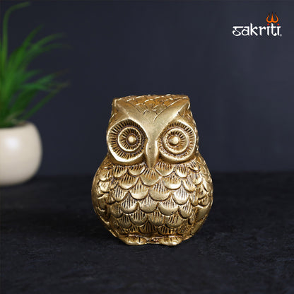 Brass Owl Figurine – 3.9 Inch Vastu Feng Shui Decor