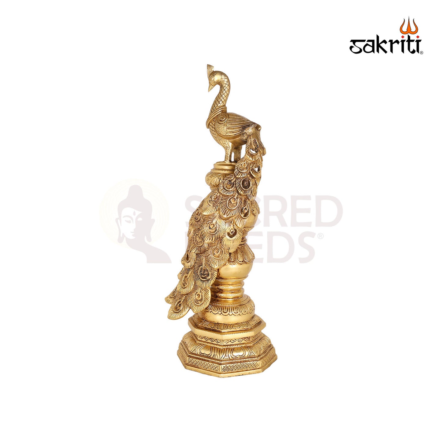 Brass Peacock with Base – 19.9 Inch Home Decor Showpiece