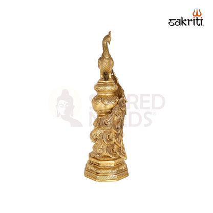 Brass Peacock with Base – 19.9 Inch Home Decor Showpiece