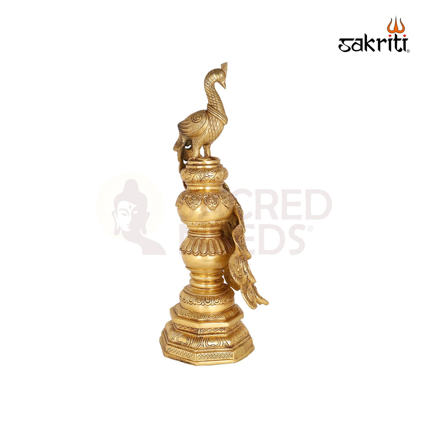 Brass Peacock with Base – 19.9 Inch Home Decor Showpiece