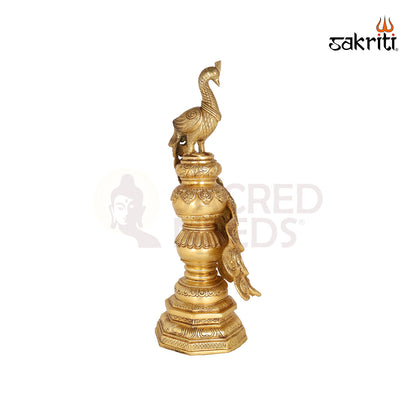 Brass Peacock with Base – 19.9 Inch Home Decor Showpiece