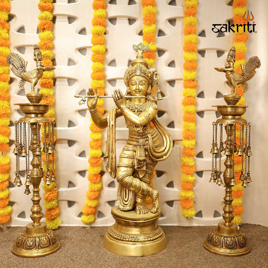 BRASS KRISHNA WITH FLUTE