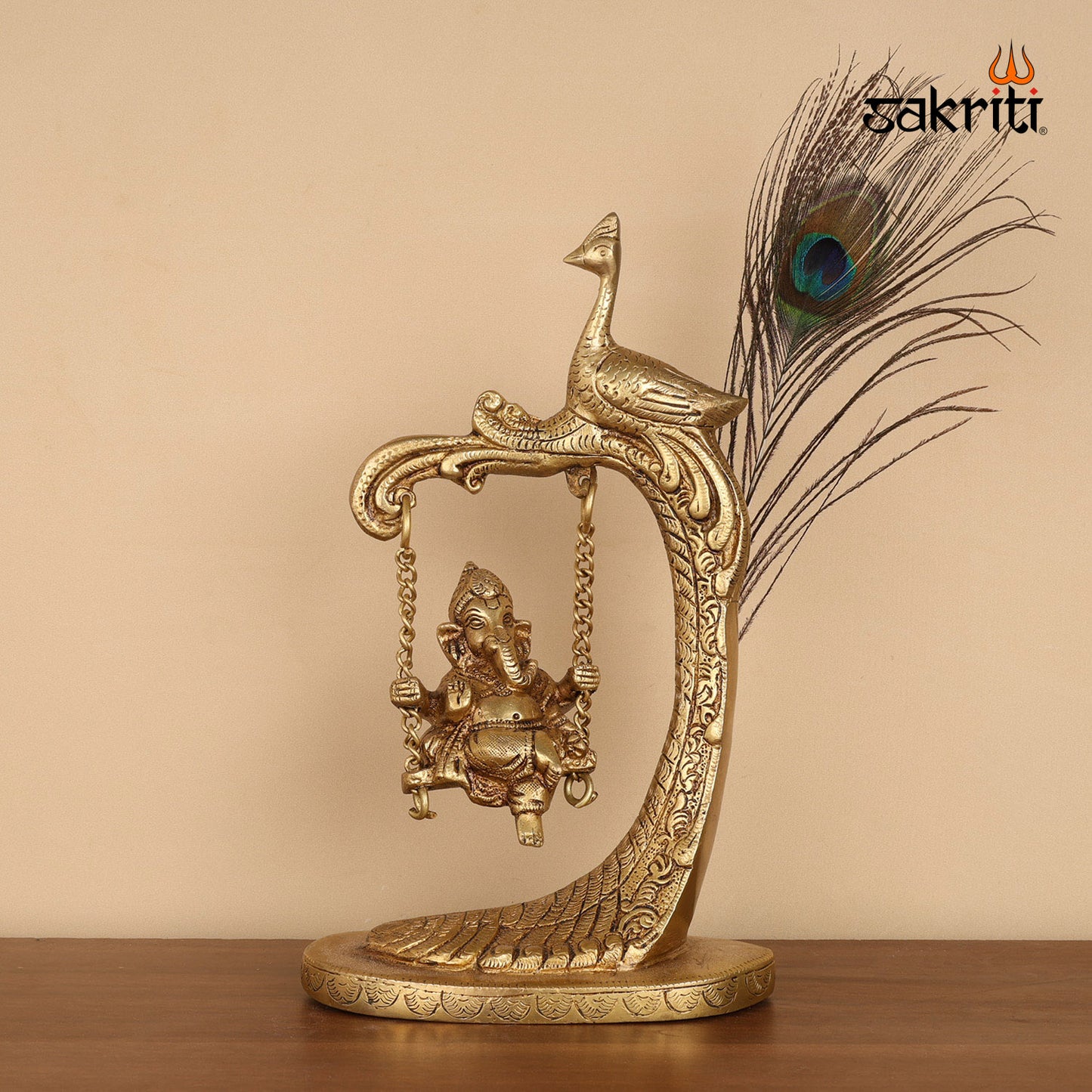 BRASS GANESHA JHULA WITH PEACOCK