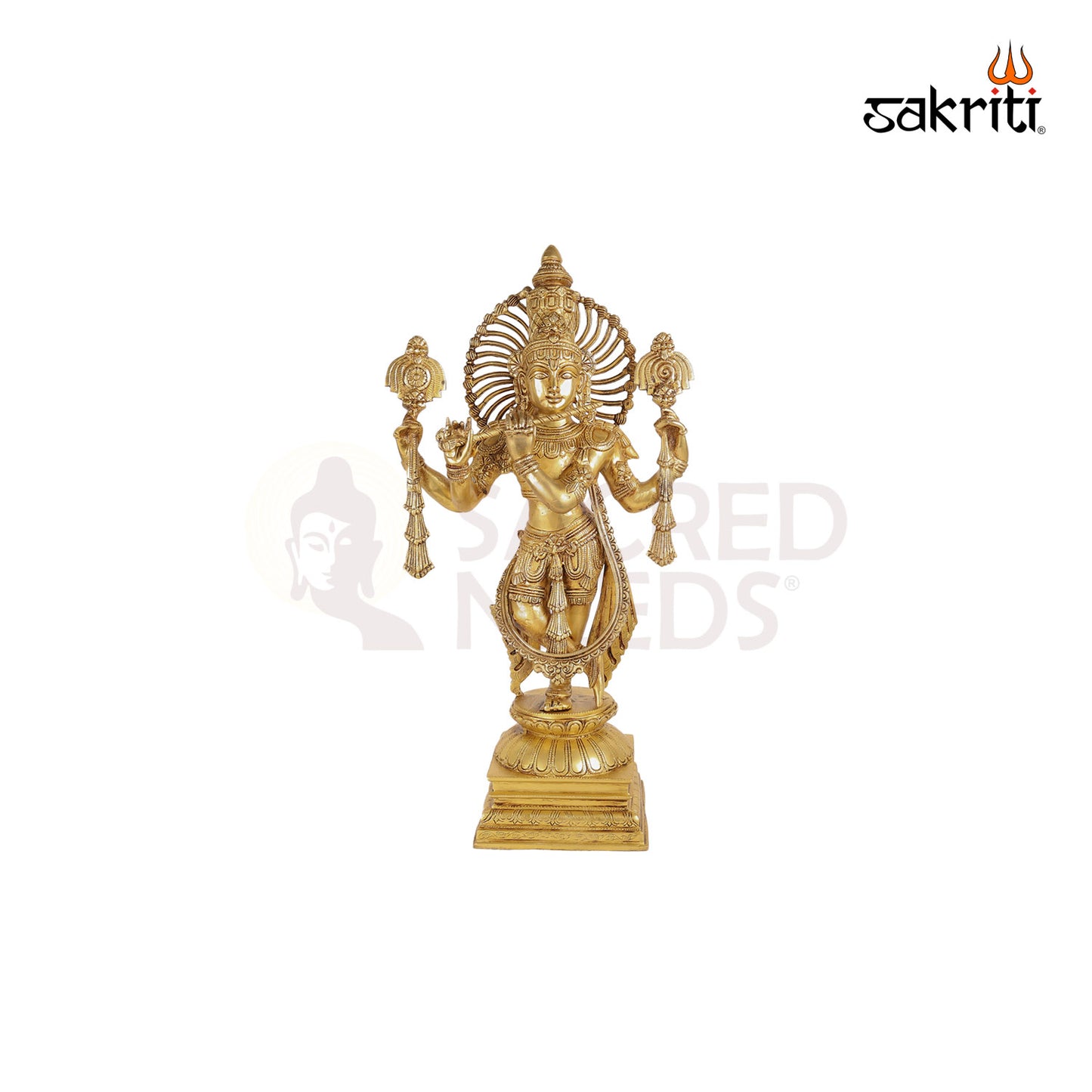 BRASS KRISHNA WITH SHANKH CHAKRA