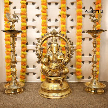 Brass Ganesha with Arch – 26 Inch Hindu God Sculpture