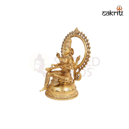 Brass Saraswathi with Arch – 26.5 Inch Goddess of Wisdom