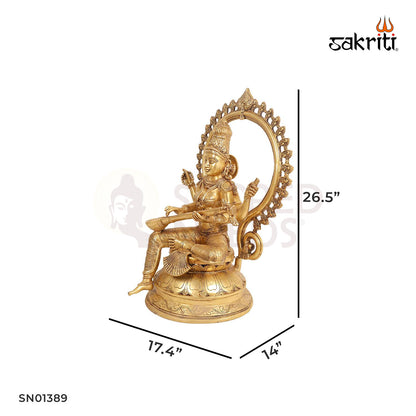 Brass Saraswathi with Arch – 26.5 Inch Goddess of Wisdom