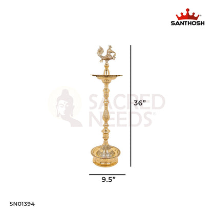 Brass Nagas Kuthu Vilakku – 36 Inch Festival Lamp for Puja