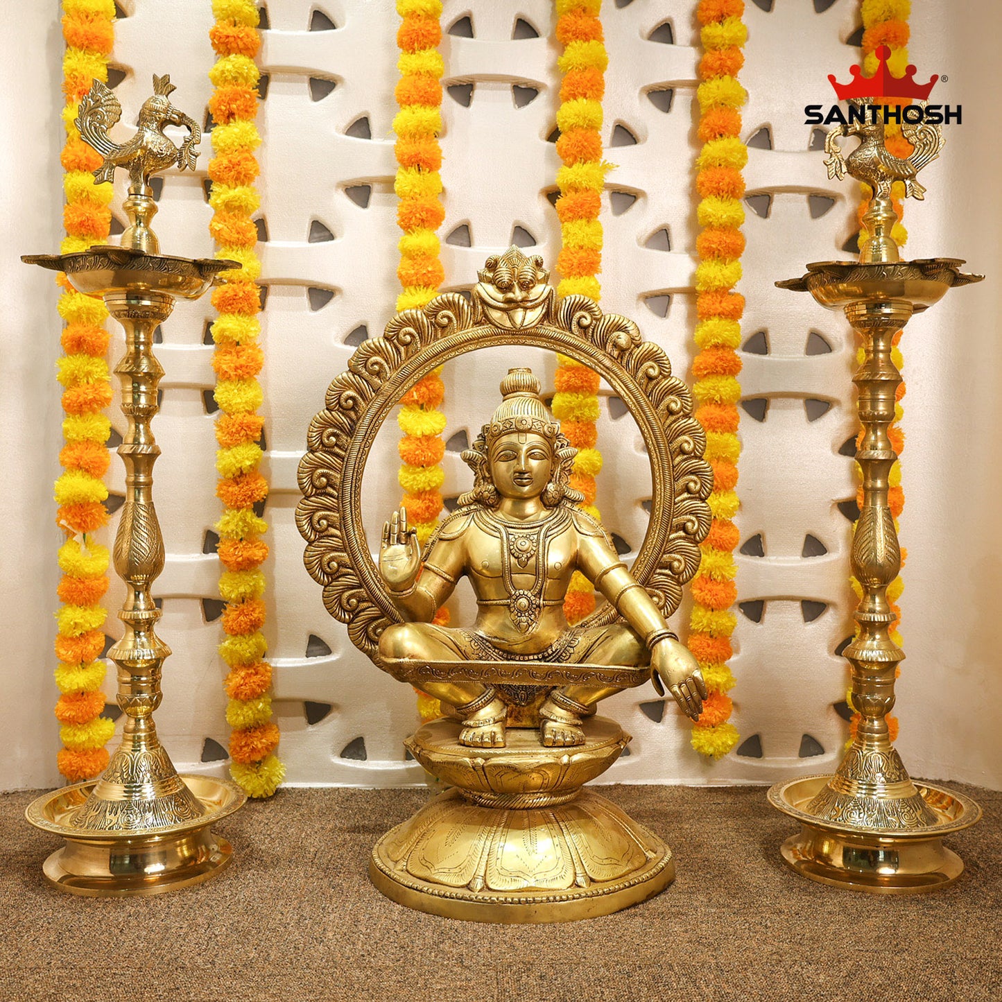 Brass Nagas Kuthu Vilakku – 36 Inch Festival Lamp for Puja
