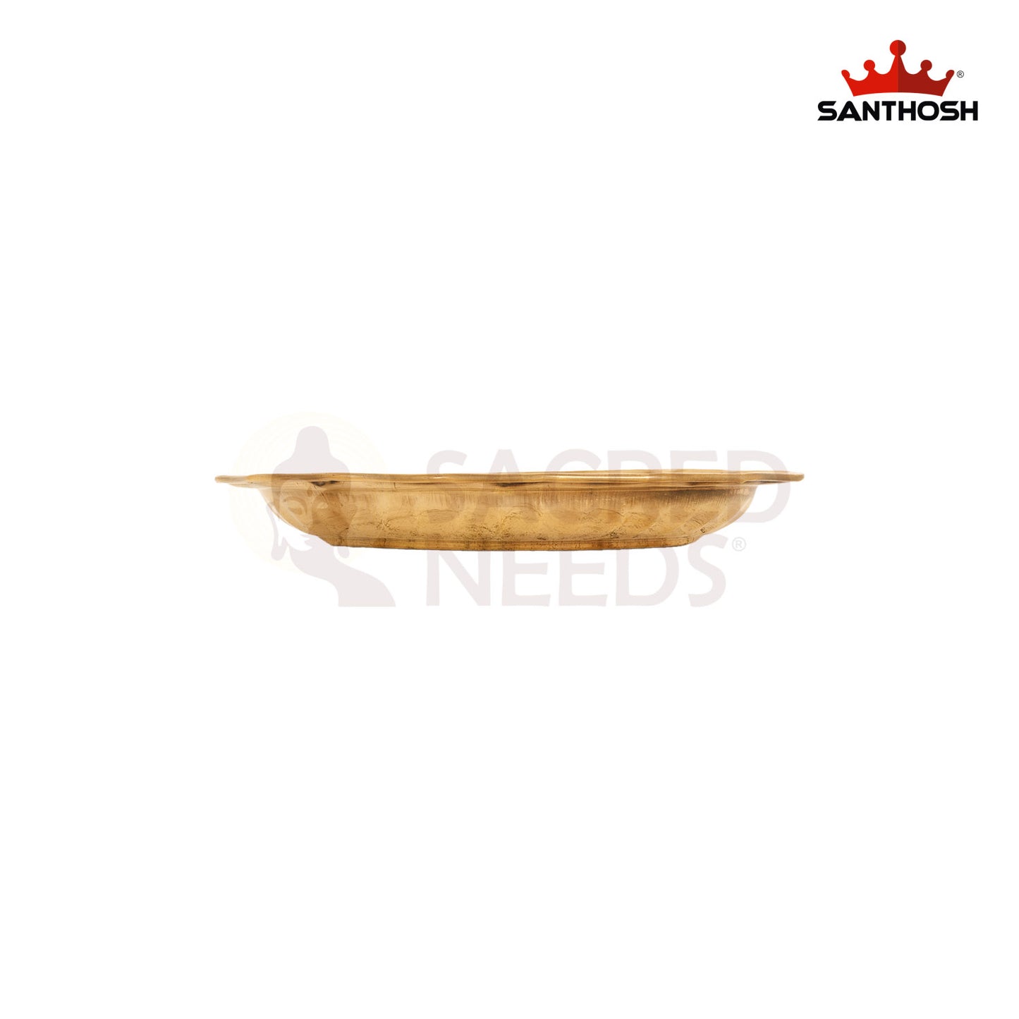 Brass Oval Tray – 1 Inch Pooja Plate for Offerings