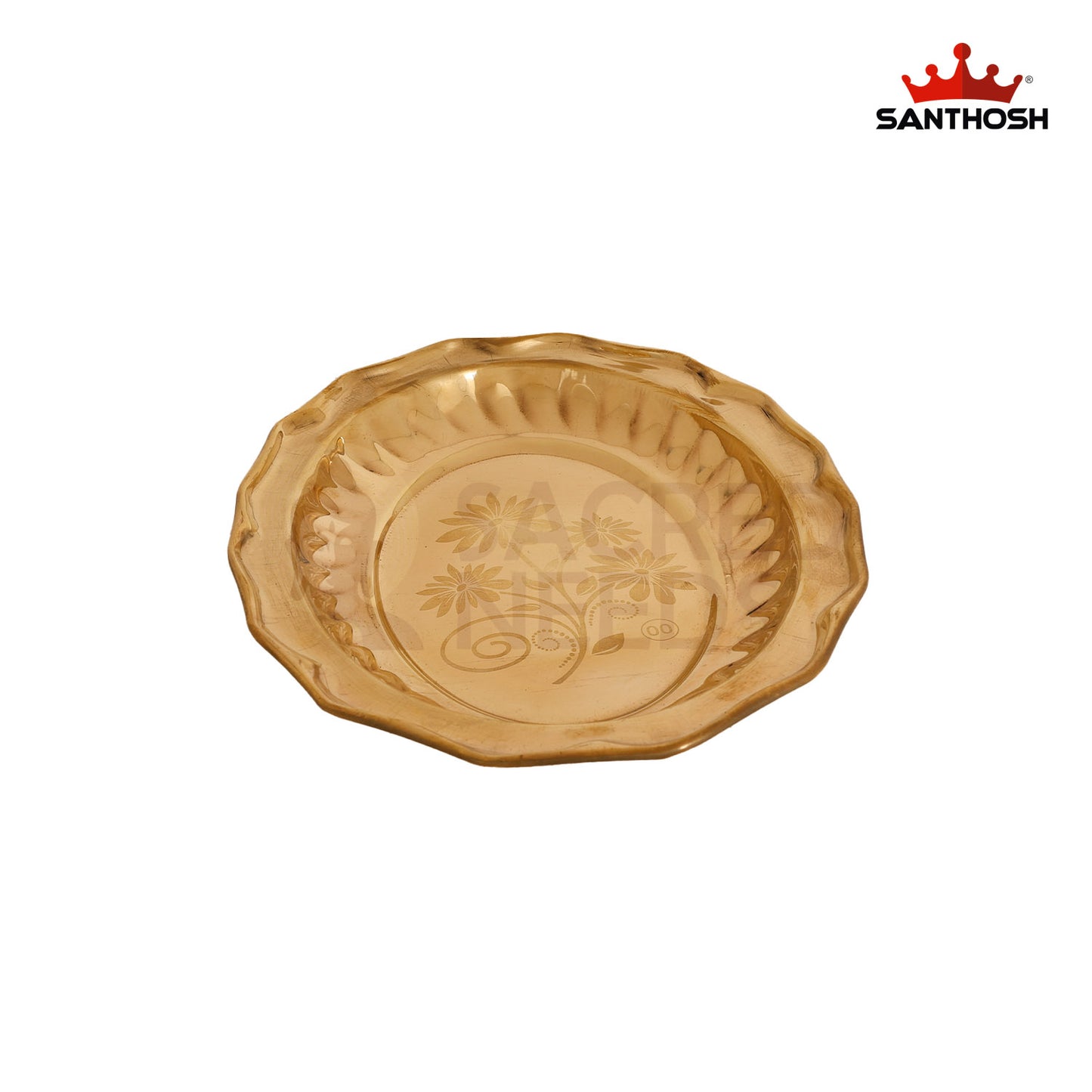 Brass Oval Tray – 1 Inch Pooja Plate for Offerings