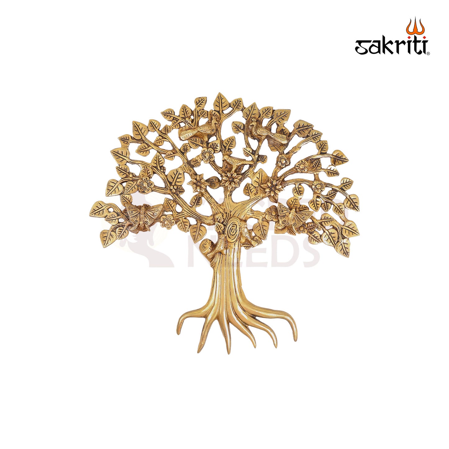 BRASS TREE WITH BIRDS AND BUTTERFLY