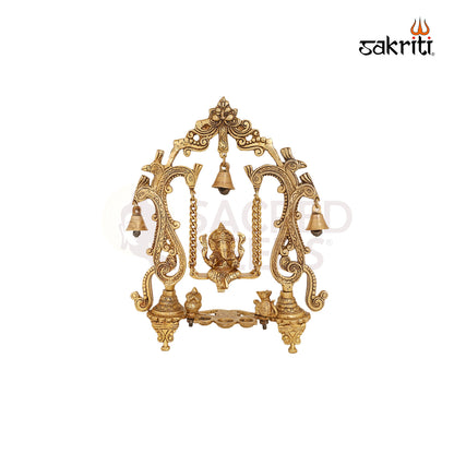 BRASS GANESHA JHULA WITH LAMP & BELL