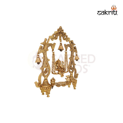 BRASS GANESHA JHULA WITH LAMP & BELL