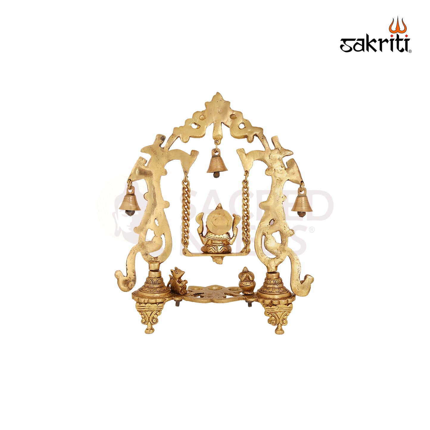BRASS GANESHA JHULA WITH LAMP & BELL