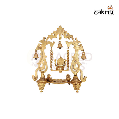 BRASS GANESHA JHULA WITH LAMP & BELL