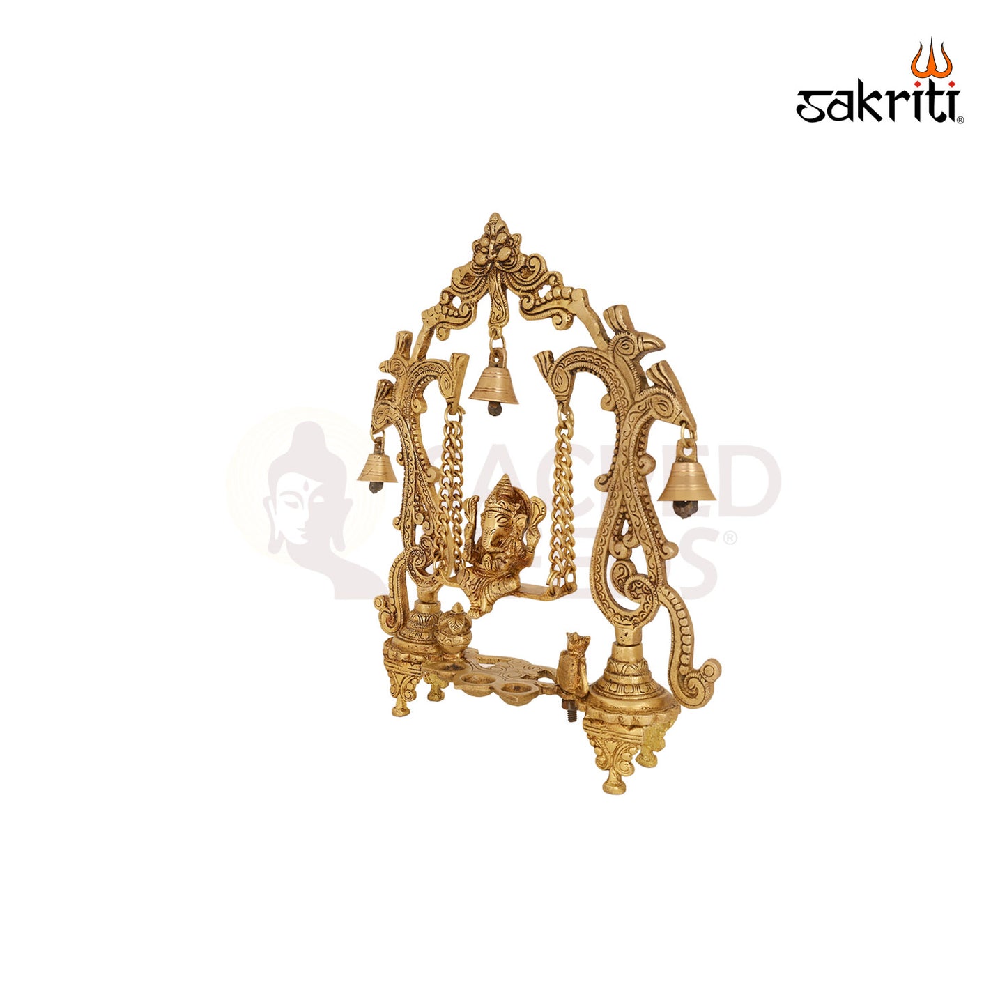 BRASS GANESHA JHULA WITH LAMP & BELL