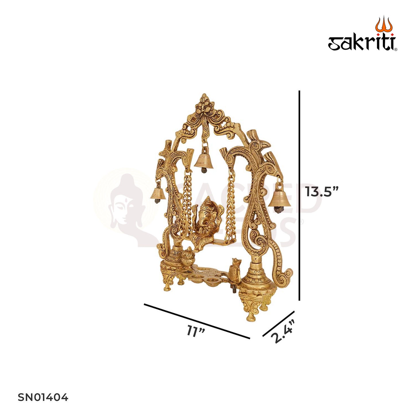 BRASS GANESHA JHULA WITH LAMP & BELL