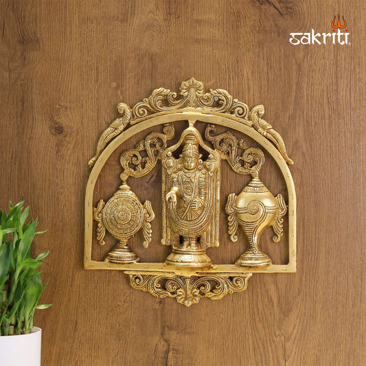 BRASS BALAJI SHANKH CHAKRA WALL HANGING