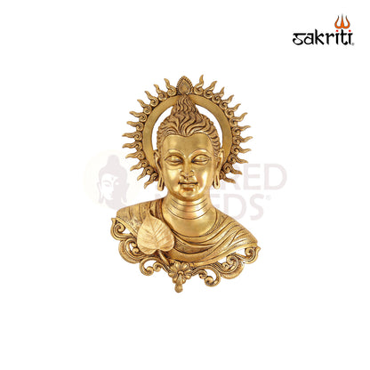 Brass Buddha Head Sculpture – 16 Inch Peaceful Meditation Decor