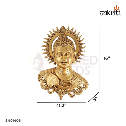 Brass Buddha Head Sculpture – 16 Inch Peaceful Meditation Decor
