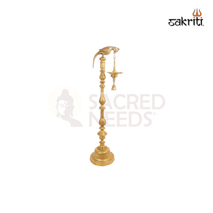 BRASS PARROT LAMP WITH BELL HANGING