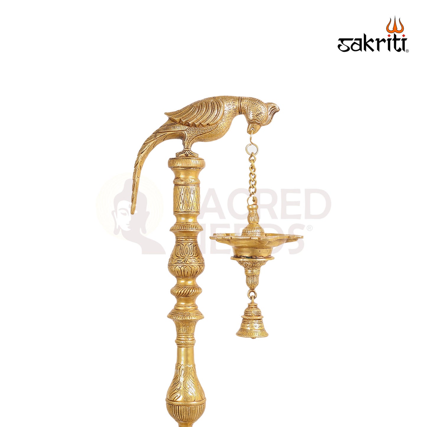 BRASS PARROT LAMP WITH BELL HANGING