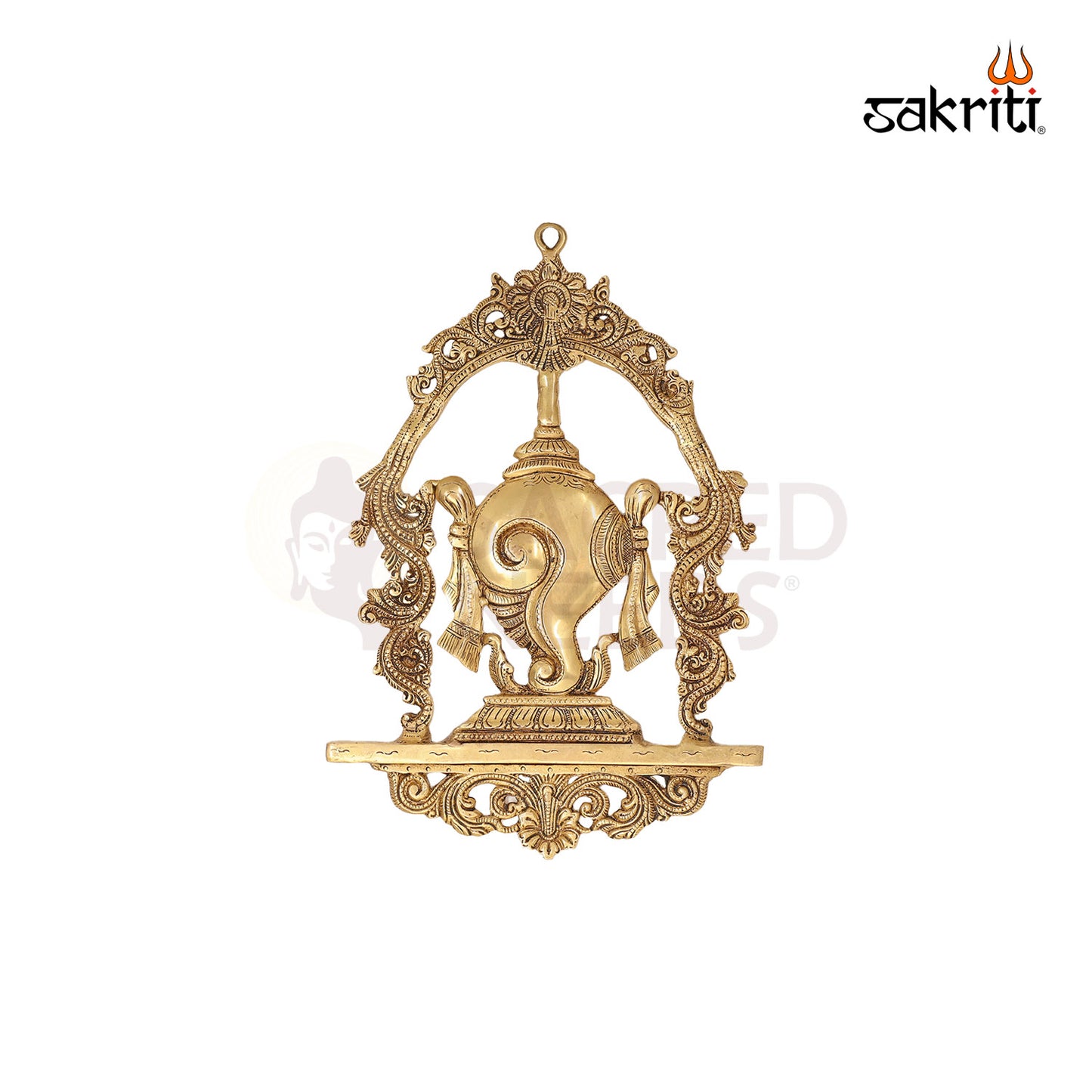 BRASS SHANKH CHAKRA NAMAM WALL HANGING PLATE SET