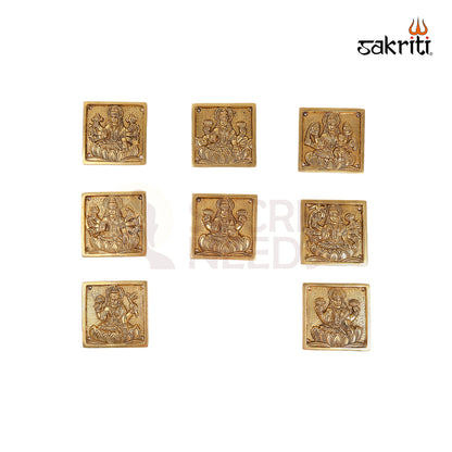 BRASS SQUARE ASTALAKSHMI PLATES MOUNTED