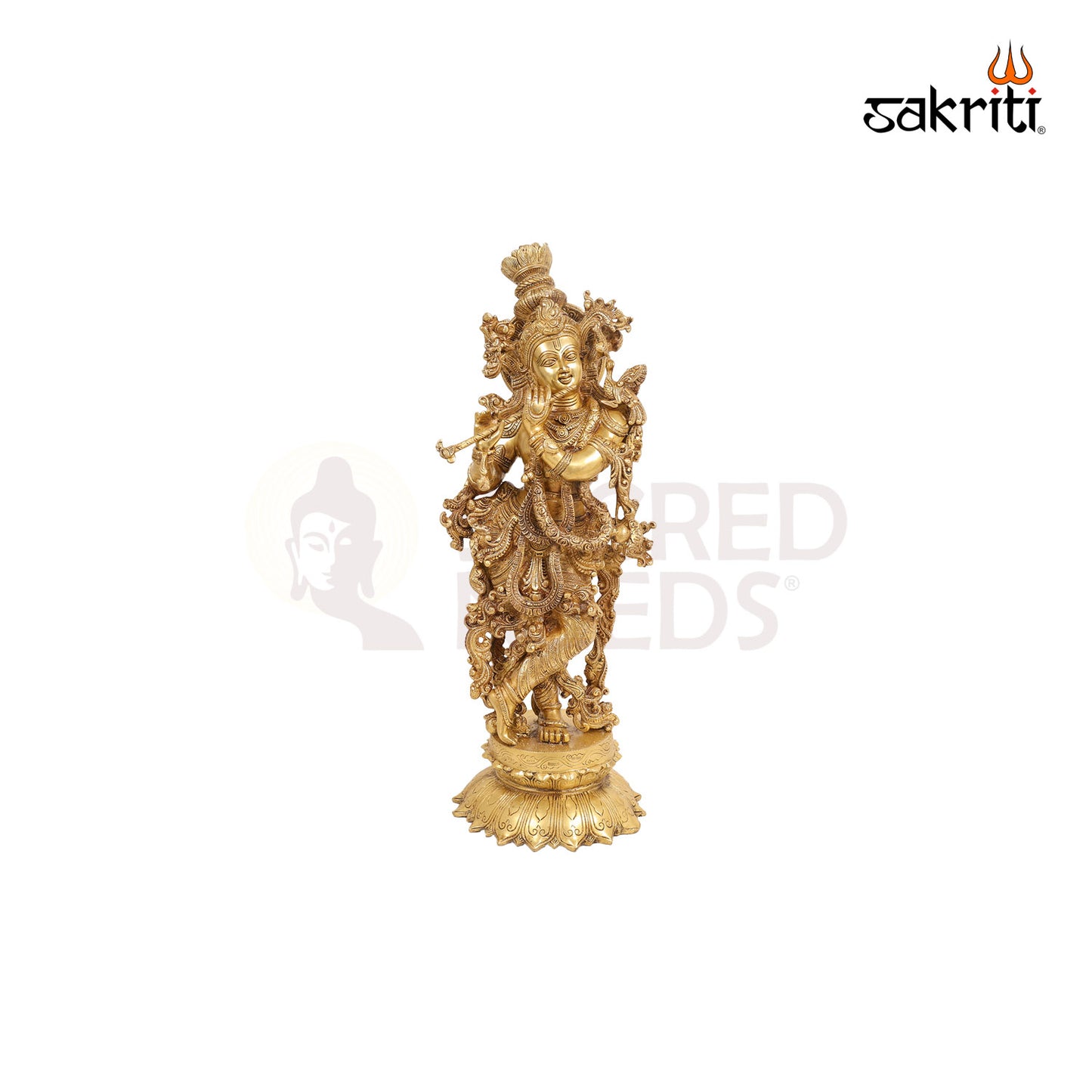 BRASS KRISHNA WITH LOTUS