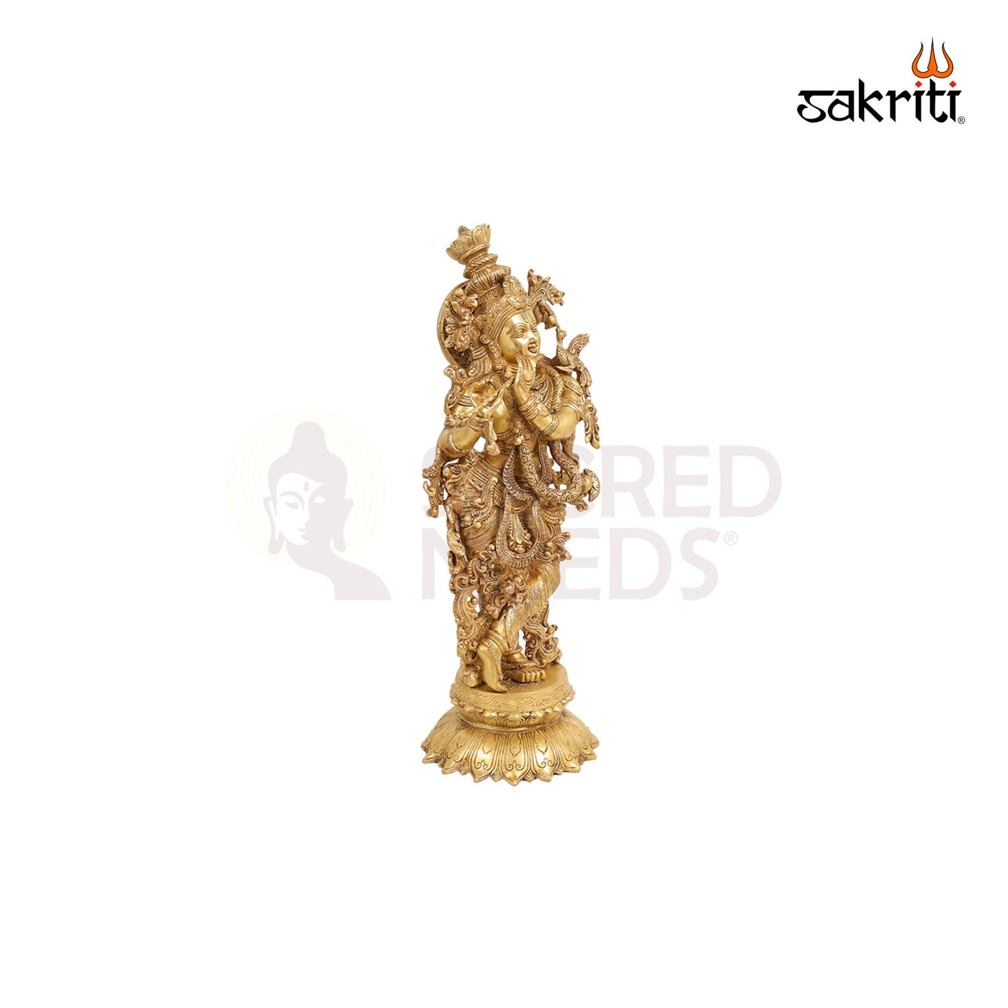 BRASS KRISHNA WITH LOTUS