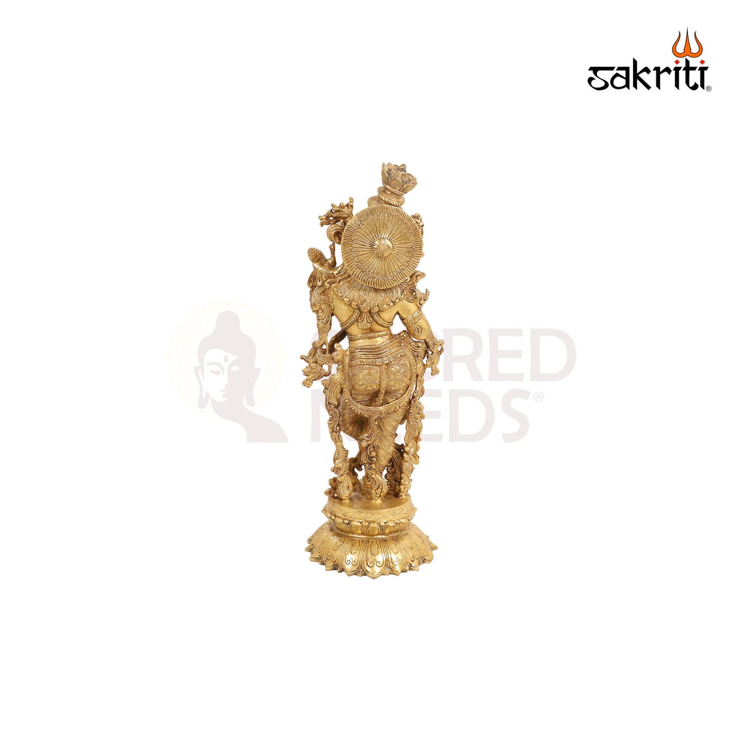 BRASS KRISHNA WITH LOTUS