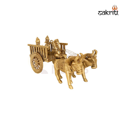 BRASS GANESHA BULLCART WITH SIDDHI BUDDHI