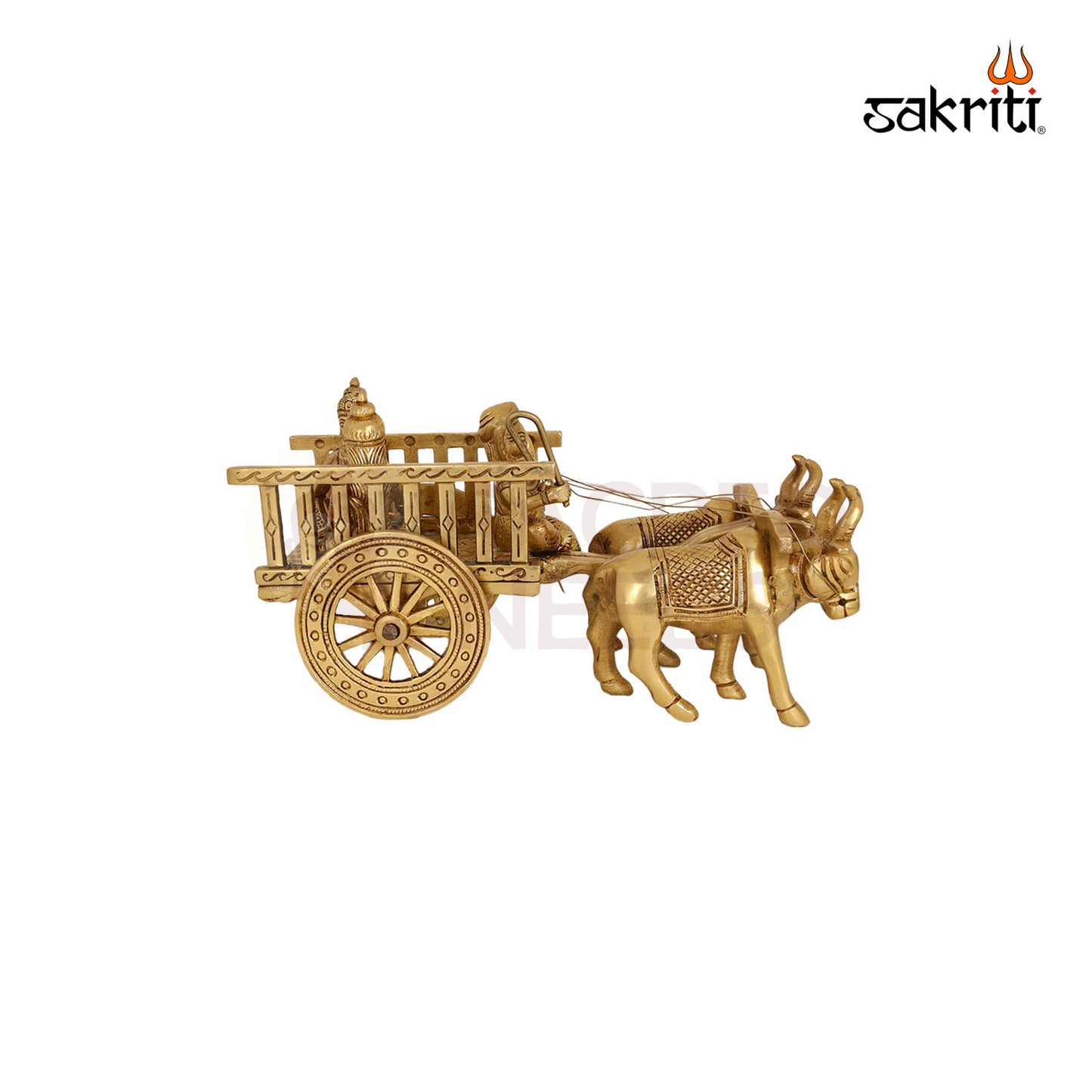 BRASS GANESHA BULLCART WITH SIDDHI BUDDHI