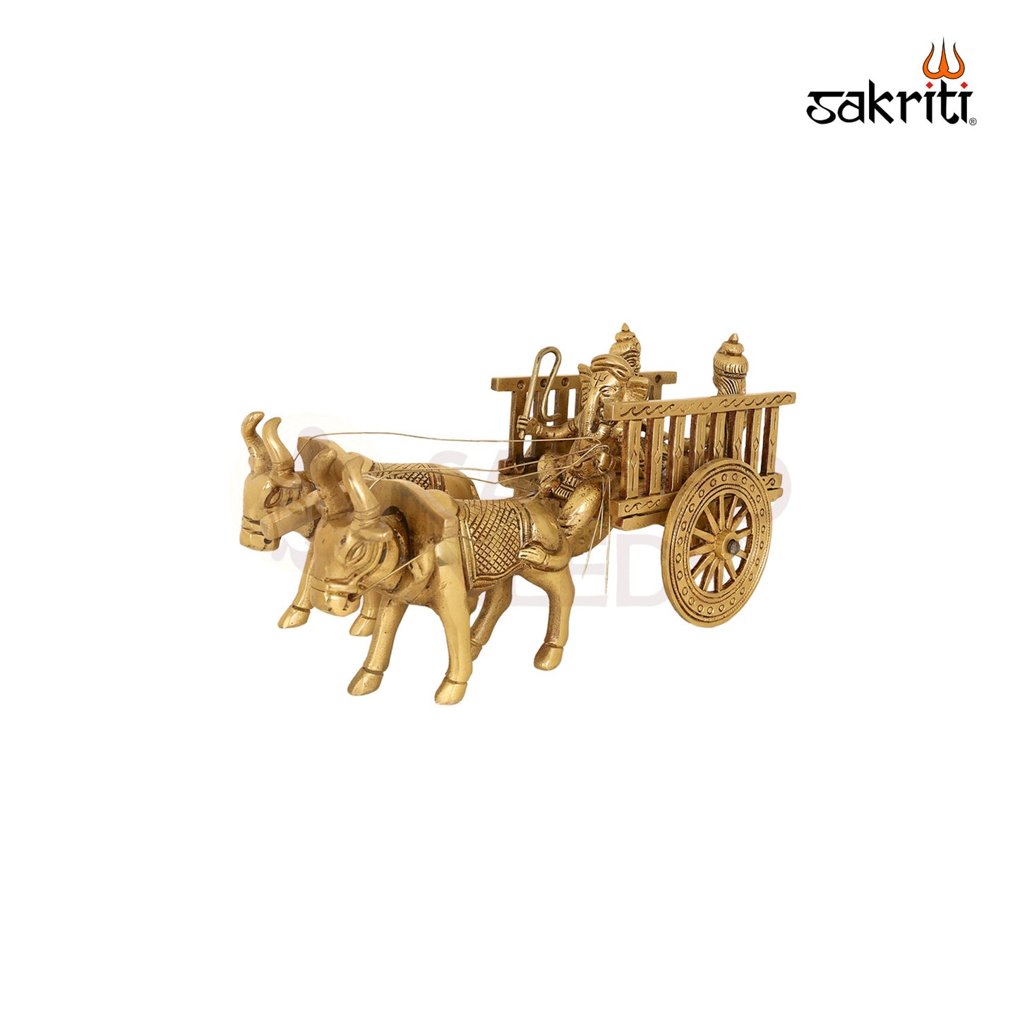 BRASS GANESHA BULLCART WITH SIDDHI BUDDHI