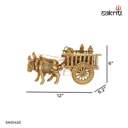 BRASS GANESHA BULLCART WITH SIDDHI BUDDHI