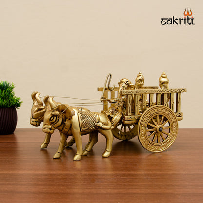 BRASS GANESHA BULLCART WITH SIDDHI BUDDHI