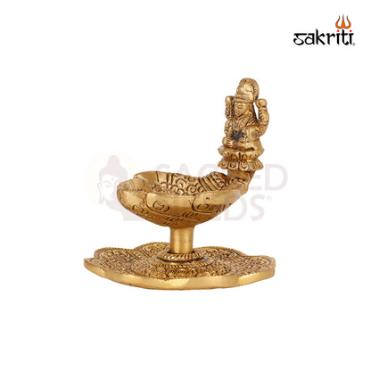 BRASS LAKSHMI DEEPAM WITH BASE