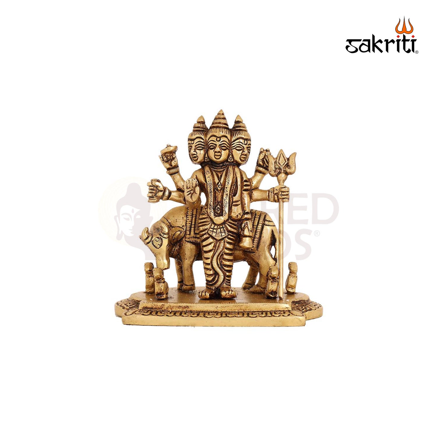 Brass Lord Dattatreya – 4.8 Inch Trimurti Idol for Home