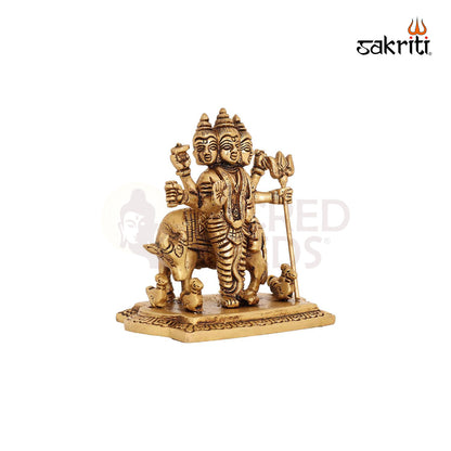 Brass Lord Dattatreya – 4.8 Inch Trimurti Idol for Home