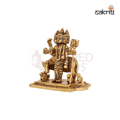 Brass Lord Dattatreya – 4.8 Inch Trimurti Idol for Home