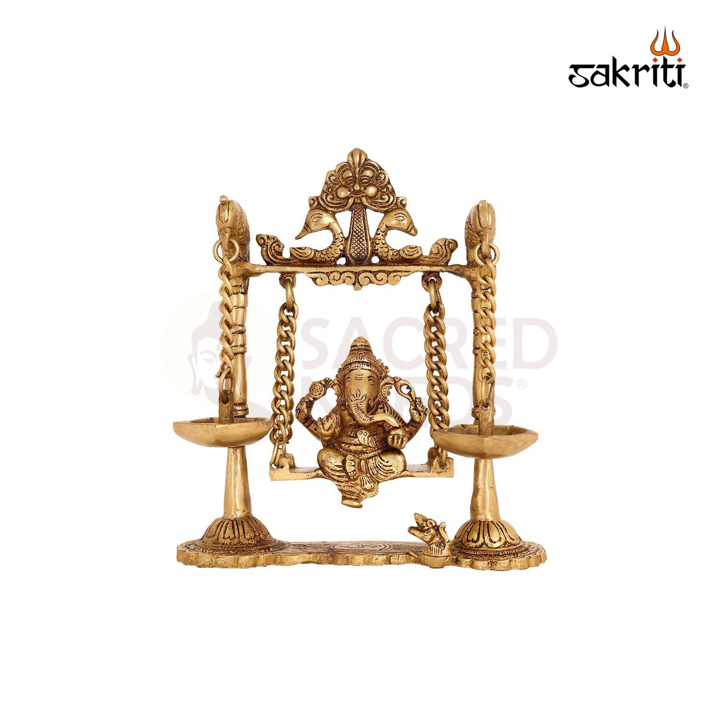 Ganesha Jhula with Hanging Lamp – 8.5 Inch Swing & Deepam Decor