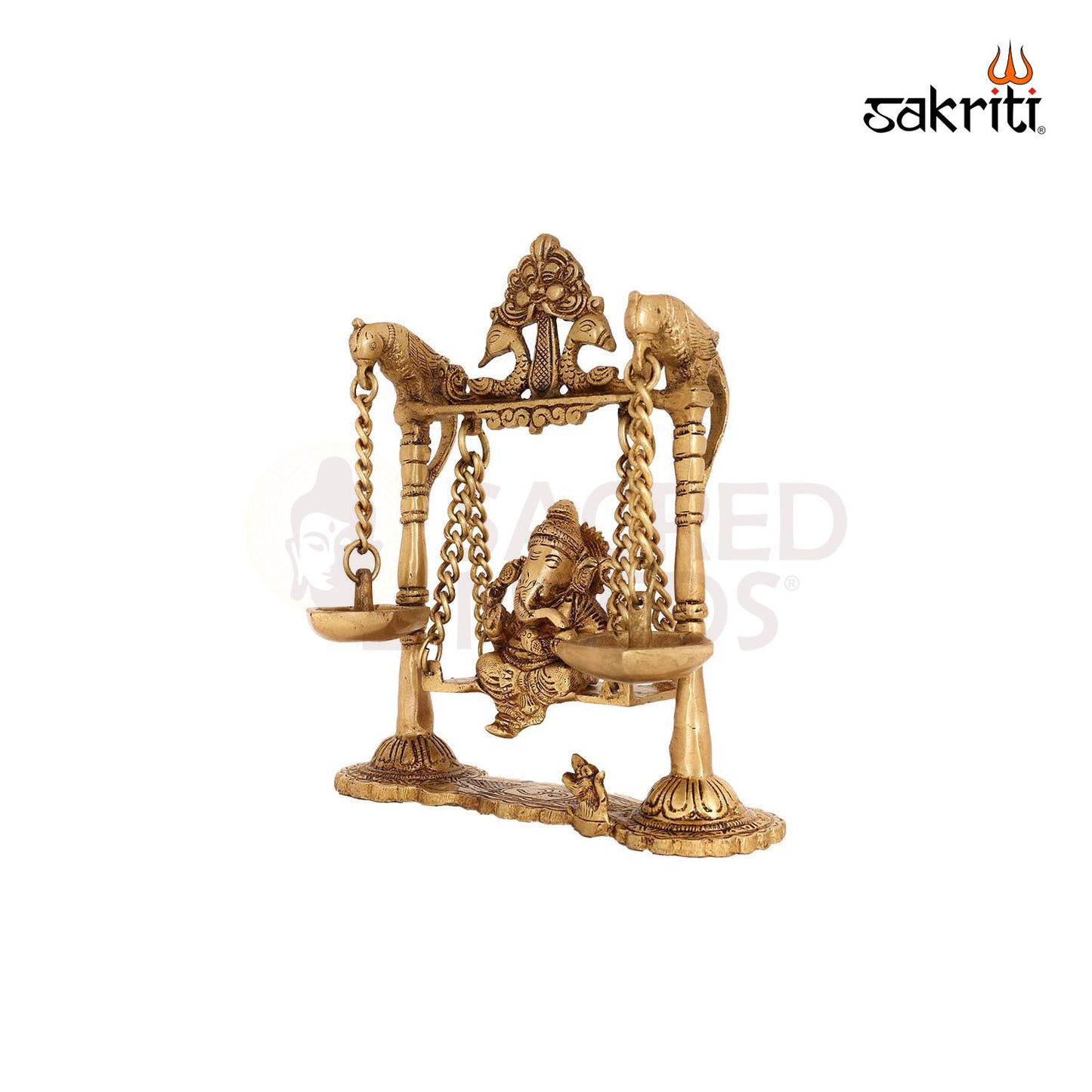 Ganesha Jhula with Hanging Lamp – 8.5 Inch Swing & Deepam Decor