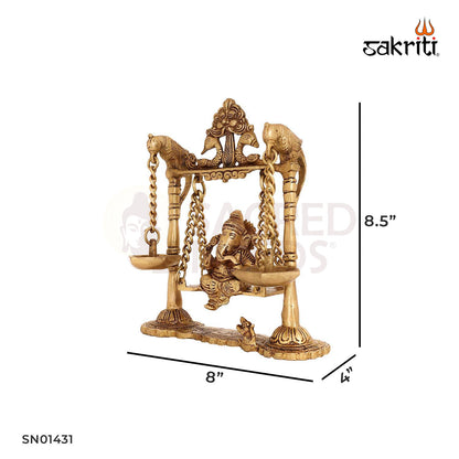 Ganesha Jhula with Hanging Lamp – 8.5 Inch Swing & Deepam Decor