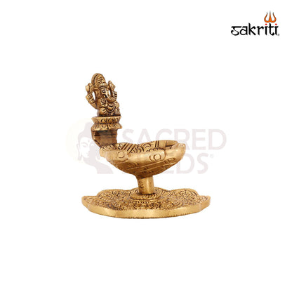 BRASS GANESHA DEEPAM WITH STAND