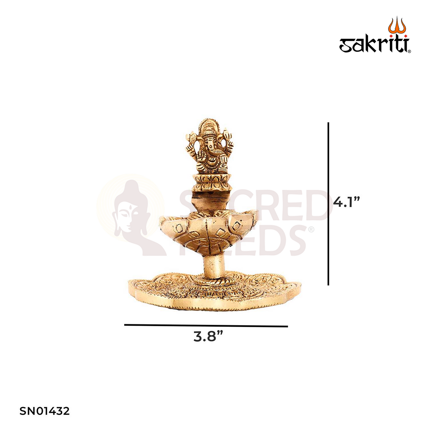 BRASS GANESHA DEEPAM WITH STAND